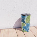 Blue Flowers and Green Leaves Travel Mug Gallery Image 4