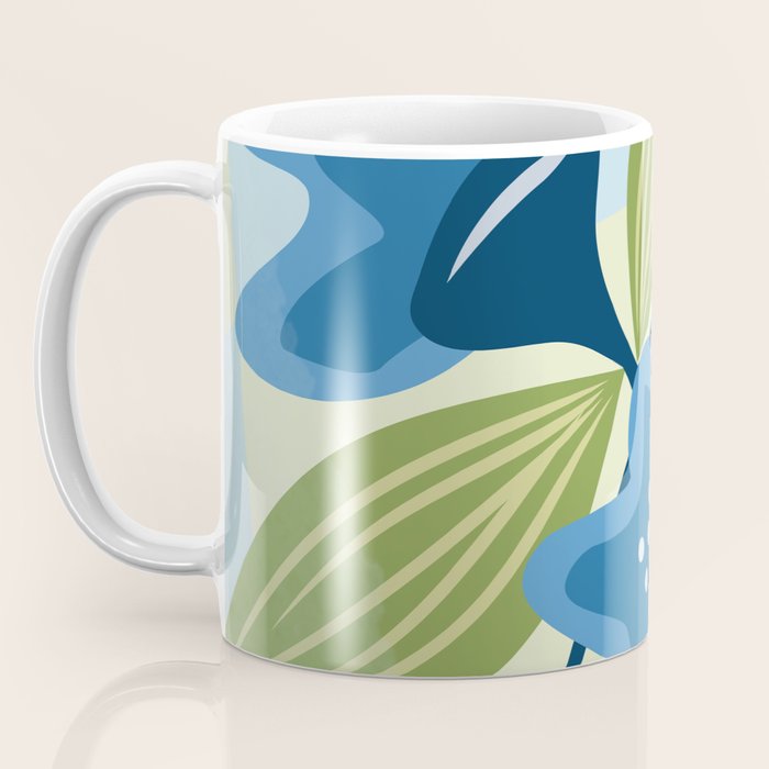 Blue Flowers and Green Leaves Coffee Mug Gallery Image 3