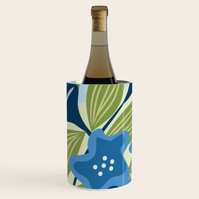 Blue Flowers and Green Leaves Wine Chiller Gallery Image 1