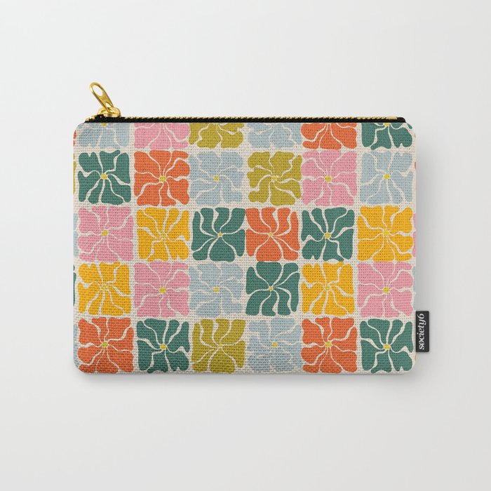 Vibrant Floral Quilt Pattern Carry All Pouch Gallery Image 1