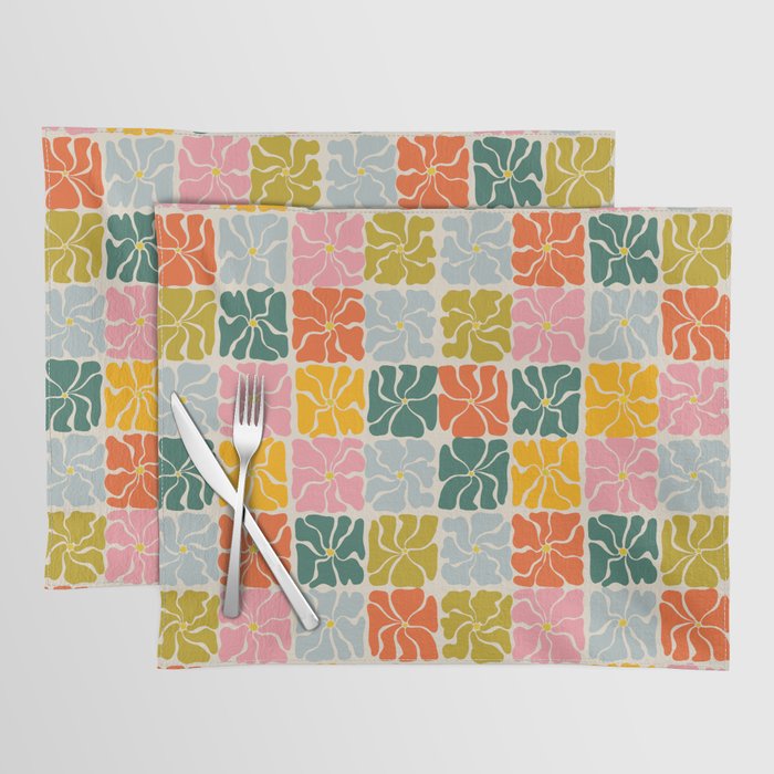 Vibrant Floral Quilt Pattern Placemat Gallery Image 1