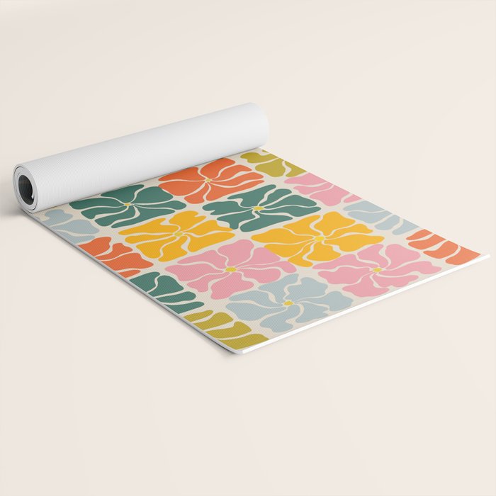 Vibrant Floral Quilt Pattern Yoga Mat Gallery Image 2