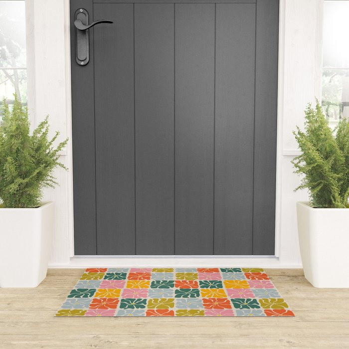 Vibrant Floral Quilt Pattern Welcome Mat Gallery Image 3