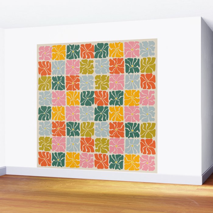 Vibrant Floral Quilt Pattern Wall Mural Gallery Image 2