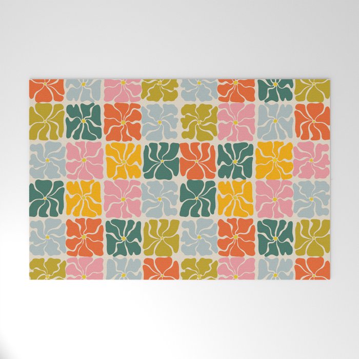 Vibrant Floral Quilt Pattern Welcome Mat Gallery Image 1