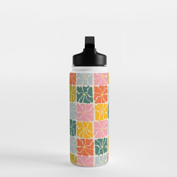 Vibrant Floral Quilt Pattern Water Bottle Gallery Image 3