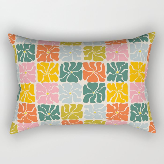 Vibrant Floral Quilt Pattern Rectangular Pillow Gallery Image 1