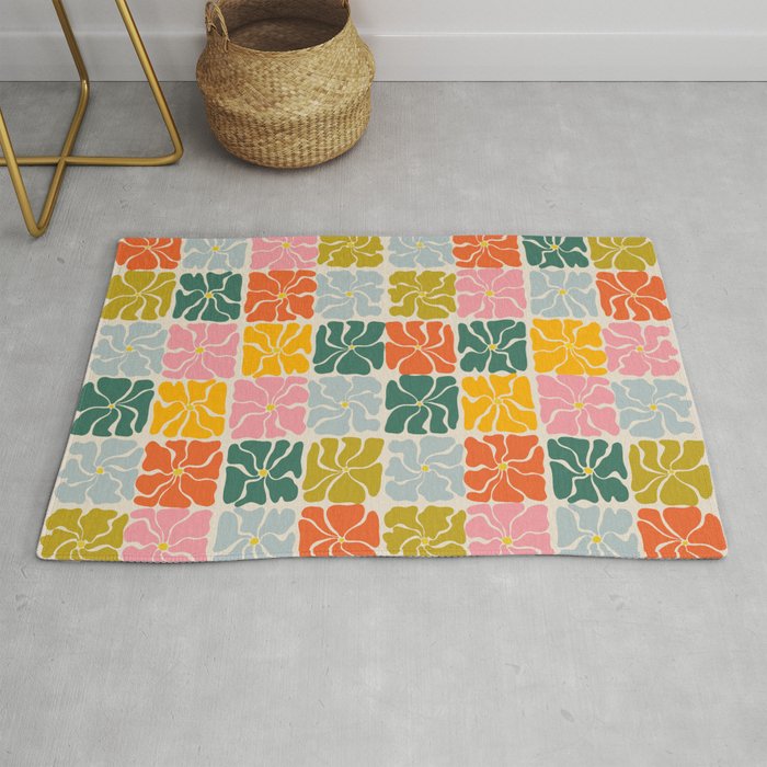 Vibrant Floral Quilt Pattern Rug Gallery Image 1