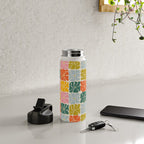 Vibrant Floral Quilt Pattern Water Bottle Gallery Image 4