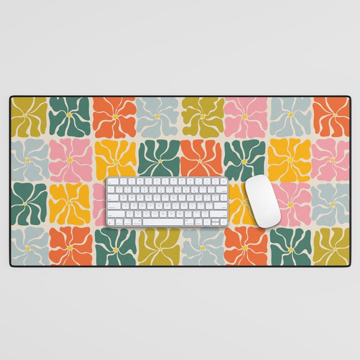 Vibrant Floral Quilt Pattern Desk Mat Gallery Image 1