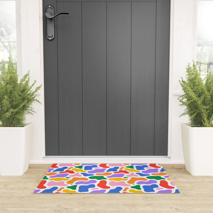 Colorful abstract organic shape art pattern Welcome Mat Gallery Image 3