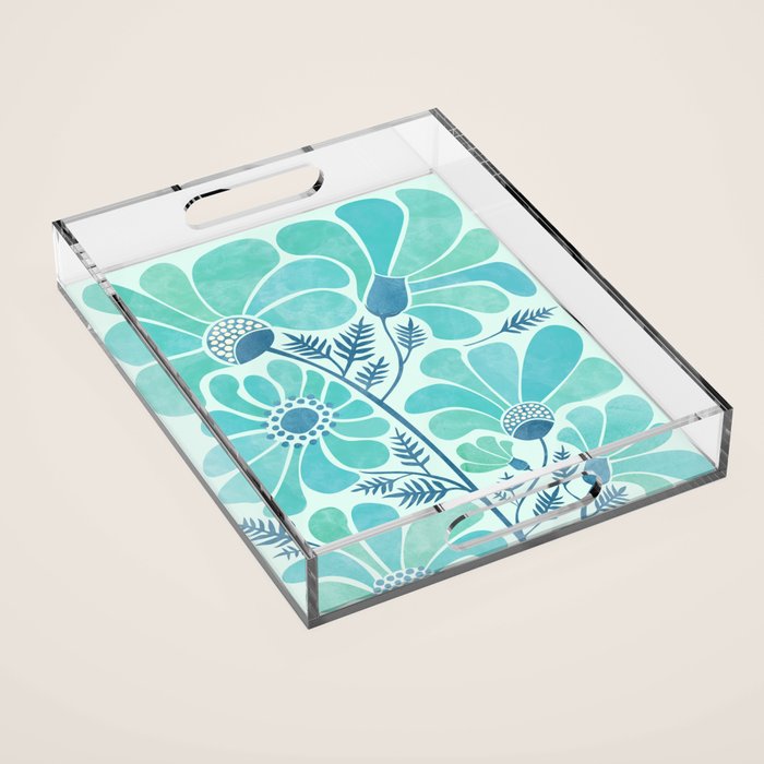 Himalayan Blue Poppies Floral Acrylic Tray Gallery Image 1
