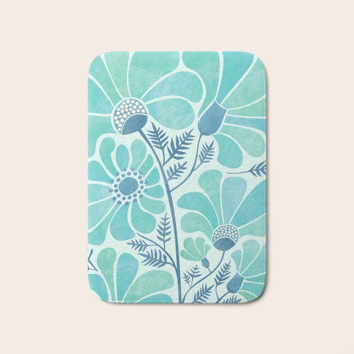 Himalayan Blue Poppies Floral Bath Mat Gallery Image 1