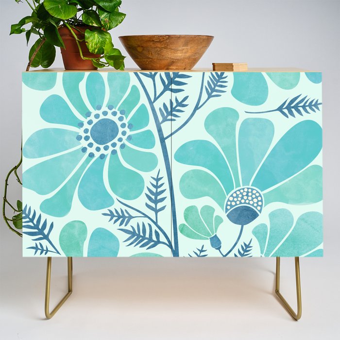 Himalayan Blue Poppies Floral Credenza Gallery Image 1