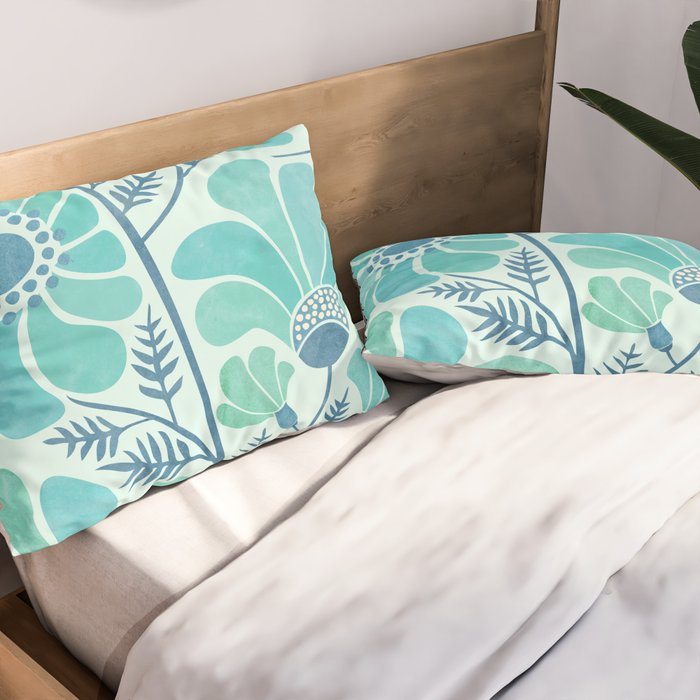 Himalayan Blue Poppies Floral Pillow Sham Gallery Image 2
