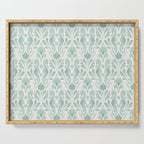 Seahorse Damask . Soft Aqua Serving Tray Gallery Image 1