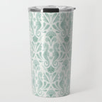 Seahorse Damask . Soft Aqua Travel Mug Gallery Image 1