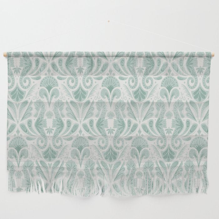 Seahorse Damask . Soft Aqua Wall Hanging Gallery Image 1