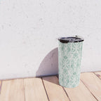Seahorse Damask . Soft Aqua Travel Mug Gallery Image 4