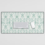 Seahorse Damask . Soft Aqua Desk Mat Gallery Image 1