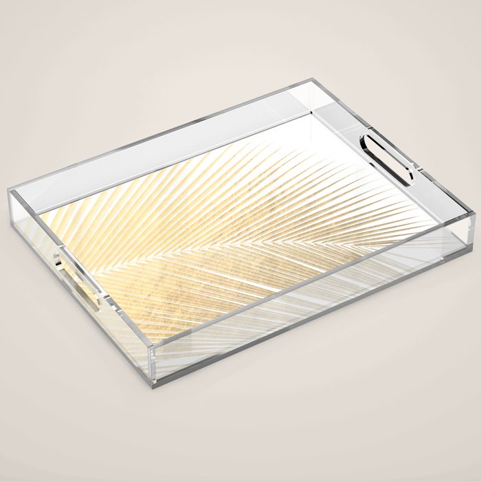 Palm leaf - gold Acrylic Tray Gallery Image 1