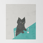 Cat drinking coffee Throw Blanket Gallery Image 2