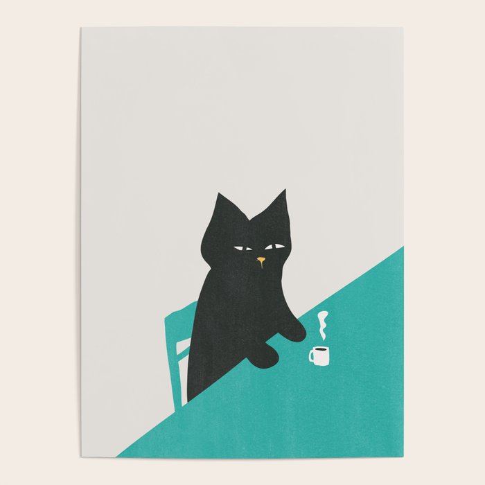 Cat drinking coffee Poster Gallery Image 4