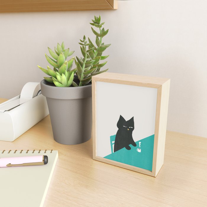 Cat drinking coffee Mini Art Print Gallery Image 2