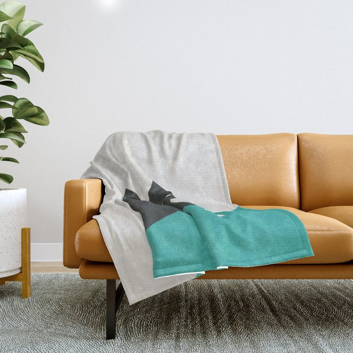 Cat drinking coffee Throw Blanket Gallery Image 1