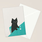Cat drinking coffee Stationery Card Gallery Image 2