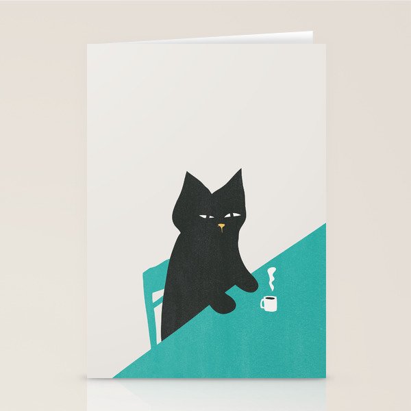 Cat drinking coffee Stationery Card Gallery Image 1