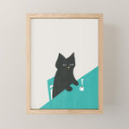 Cat drinking coffee Mini Art Print Gallery Image 1