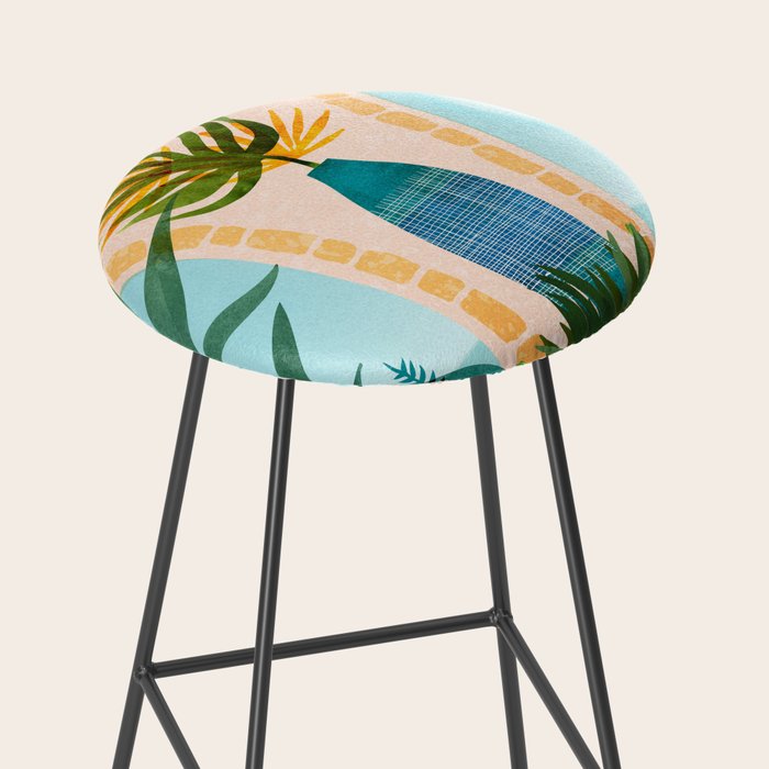 Welcome To The Hotel California Illustrated Landscape / Villa Series Stool Gallery Image 2