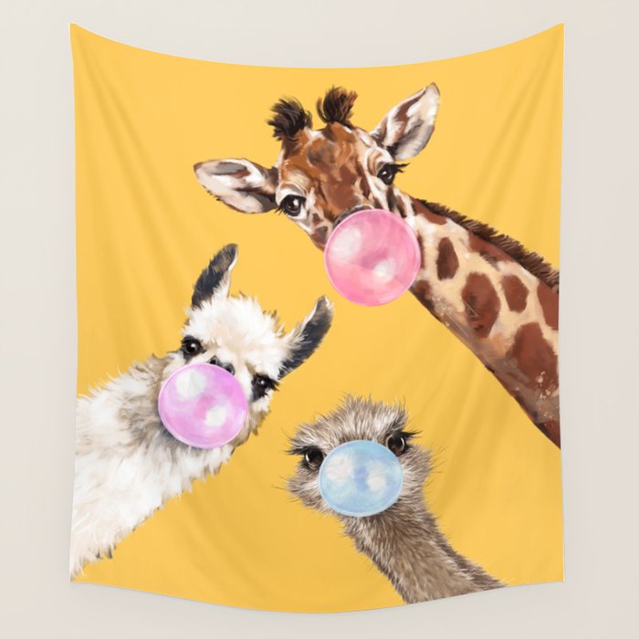 Bubble Gum Gang in Yellow Wall Tapestry Gallery Image 4