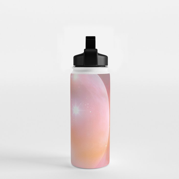 Boho Celestial Moon Abstract Cosmic Aura Art in Soft Pastels Water Bottle Gallery Image 2