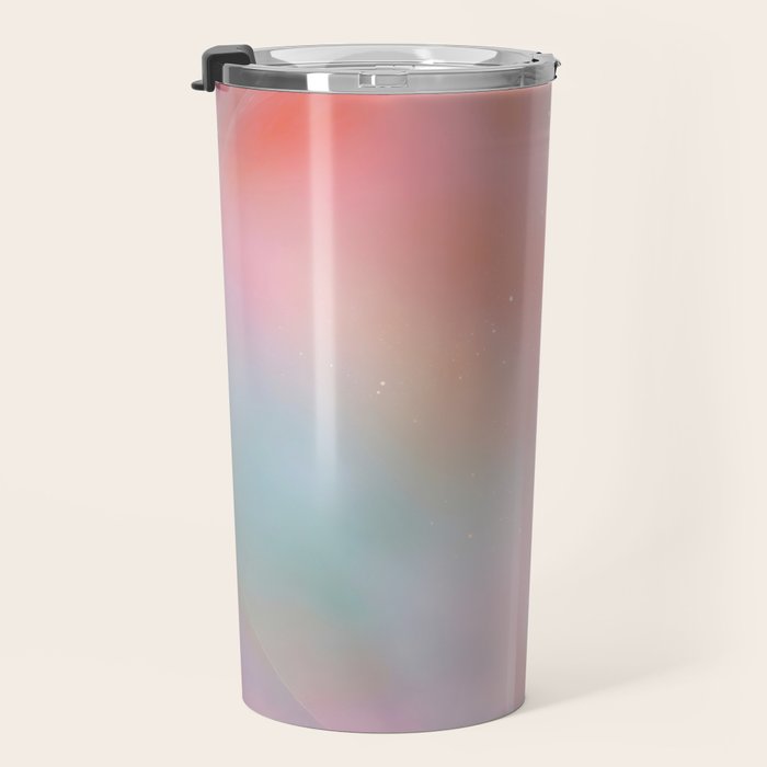Boho Celestial Moon Abstract Cosmic Aura Art in Soft Pastels Travel Mug Gallery Image 3