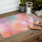 Boho Celestial Moon Abstract Cosmic Aura Art in Soft Pastels Outdoor Rug Gallery Image 2
