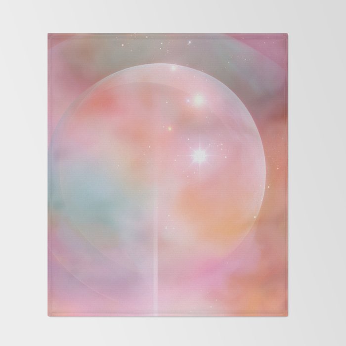 Boho Celestial Moon Abstract Cosmic Aura Art in Soft Pastels Throw Blanket Gallery Image 2