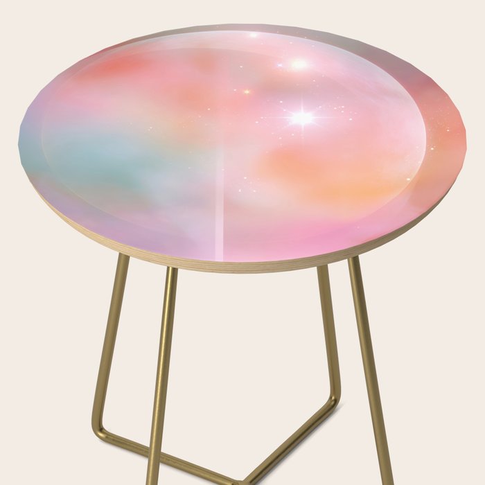 Boho Celestial Moon Abstract Cosmic Aura Art in Soft Pastels Side Table Gallery Image 2