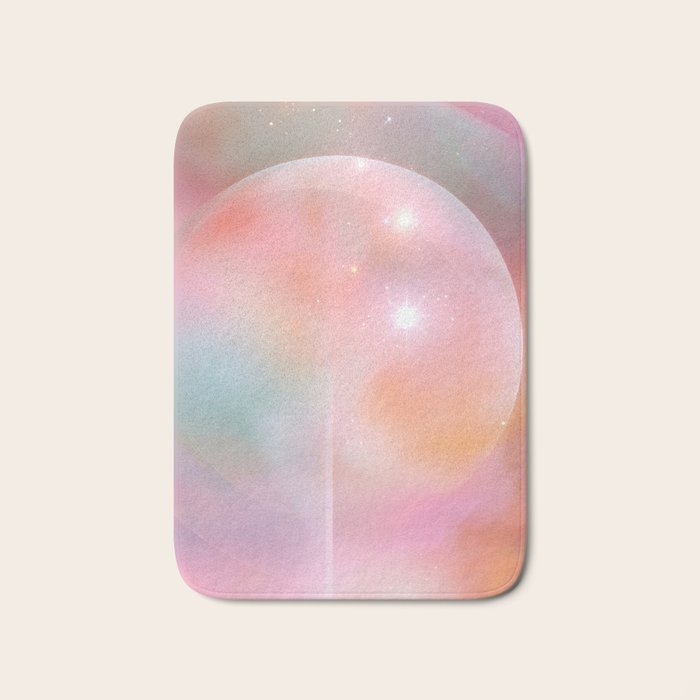 Boho Celestial Moon Abstract Cosmic Aura Art in Soft Pastels Bath Mat Gallery Image 1