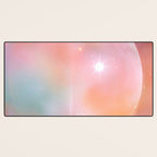 Boho Celestial Moon Abstract Cosmic Aura Art in Soft Pastels Desk Mat Gallery Image 3