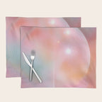 Boho Celestial Moon Abstract Cosmic Aura Art in Soft Pastels Placemat Gallery Image 1