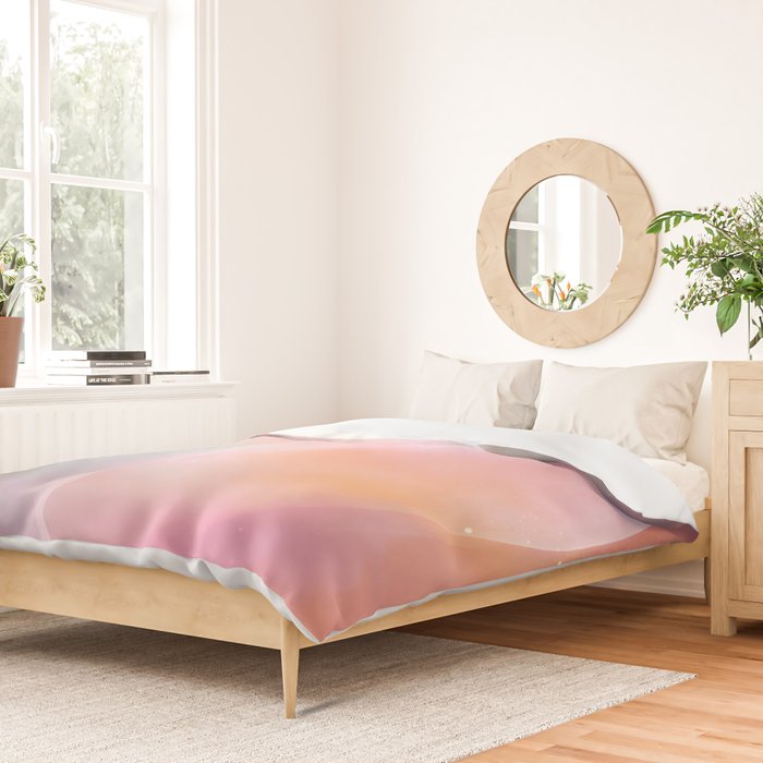 Boho Celestial Moon Abstract Cosmic Aura Art in Soft Pastels Duvet Cover Gallery Image 2