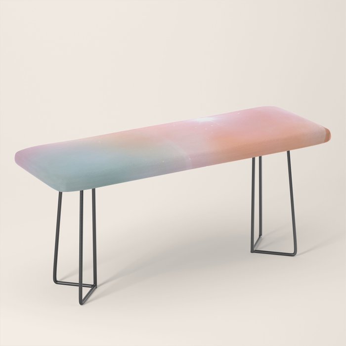 Boho Celestial Moon Abstract Cosmic Aura Art in Soft Pastels Bench Gallery Image 1