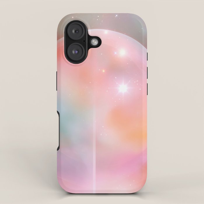 Boho Celestial Moon Abstract Cosmic Aura Art in Soft Pastels iPhone Case Gallery Image 1