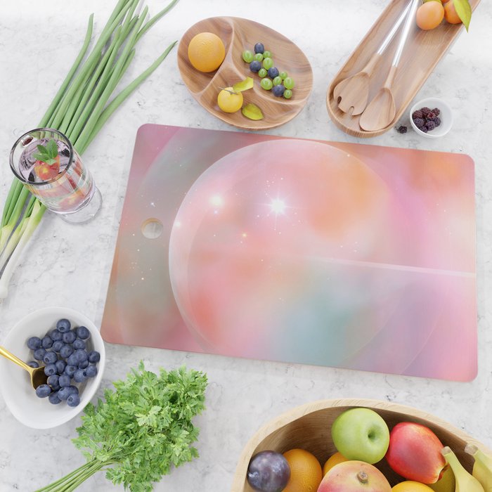Boho Celestial Moon Abstract Cosmic Aura Art in Soft Pastels Cutting Board Gallery Image 2