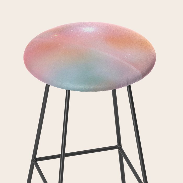 Boho Celestial Moon Abstract Cosmic Aura Art in Soft Pastels Stool Gallery Image 2