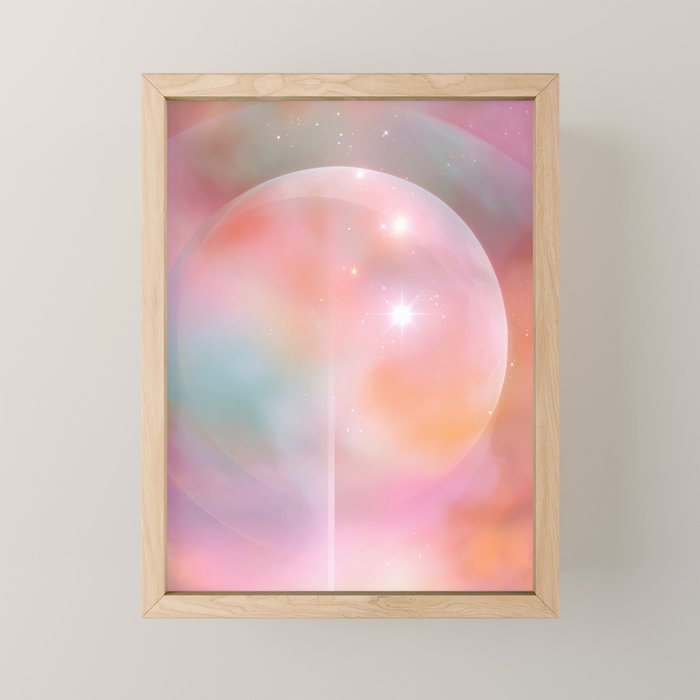 Boho Celestial Moon Abstract Cosmic Aura Art in Soft Pastels Mini Art Print Gallery Image 1