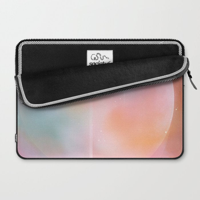 Boho Celestial Moon Abstract Cosmic Aura Art in Soft Pastels Laptop Sleeve Gallery Image 2
