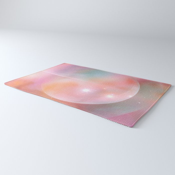 Boho Celestial Moon Abstract Cosmic Aura Art in Soft Pastels Rug Gallery Image 3